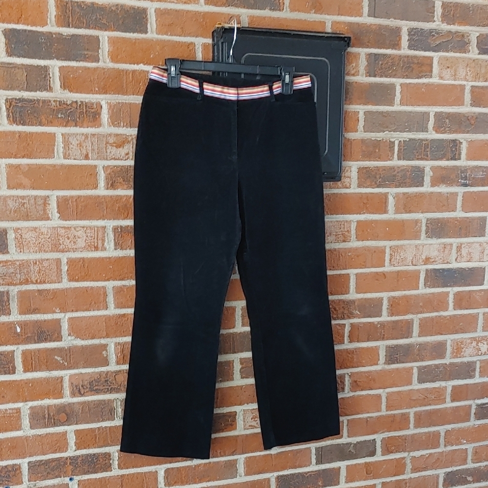 Lilly Pulitzer Black Micro Cord Cropped Stretch Pants Size 6 (1314)
